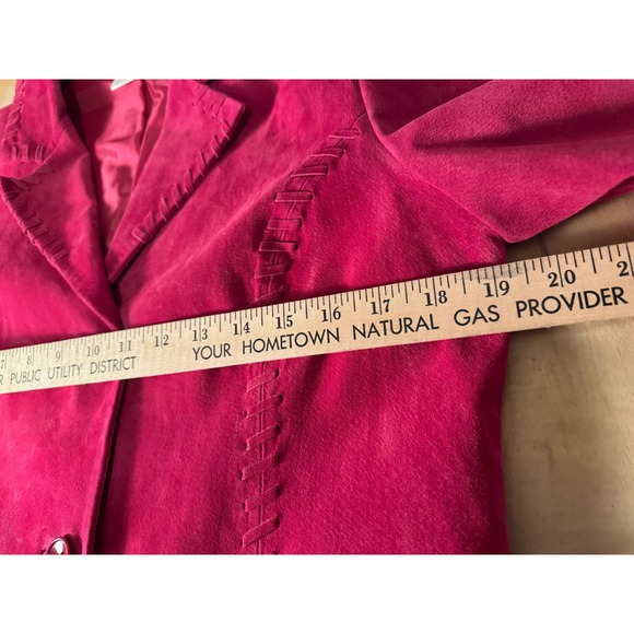 Vintage Nancy Bolen Suede Blazer Medium Jacket Western Style Button Front Pink - Picture 4 of 7